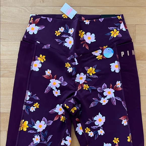 PINK Victoria's Secret Purple Floral Leggings - Picture 2 of 4